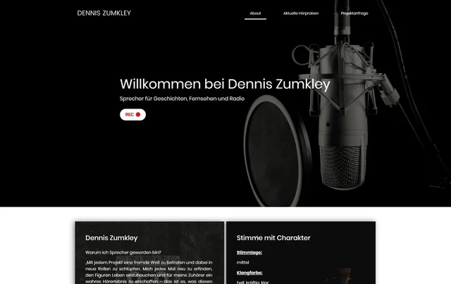 Desktop-Ansicht der Website von Dennis Zumkley