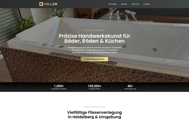 Desktop-Ansicht der Website von Fliesen Heller
